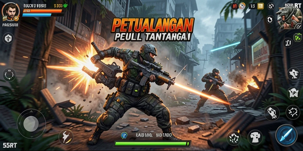 Menampilkan aksi seru dan grafis menarik dari gameplay 55RT.
