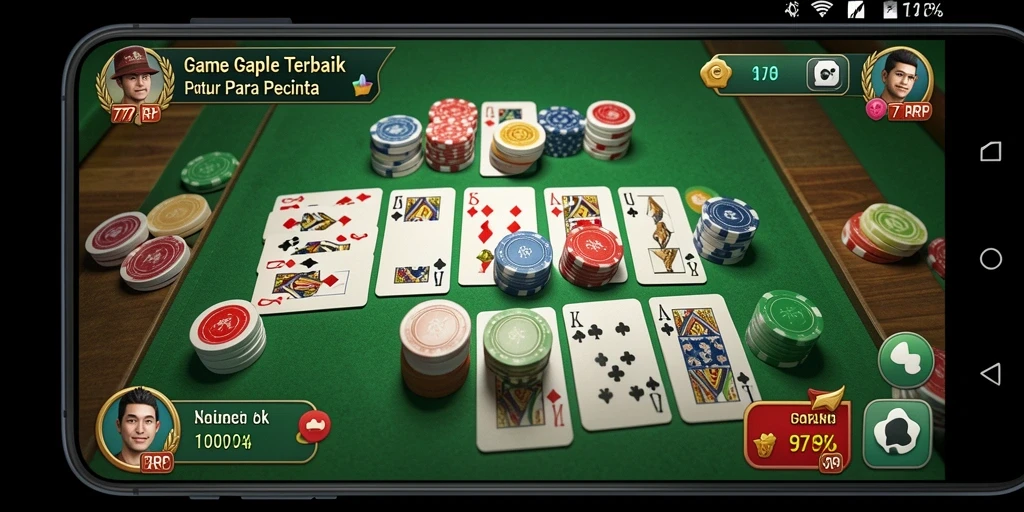Tampilan gameplay 77RP saat bermain Gaple yang seru.