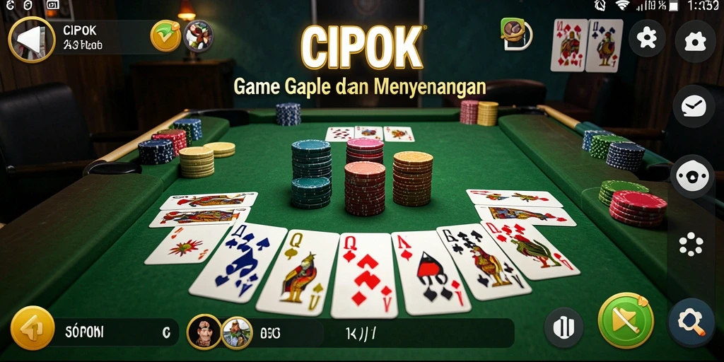 Screenshot utama CIPOK menampilkan suasana bermain Gaple yang seru.
