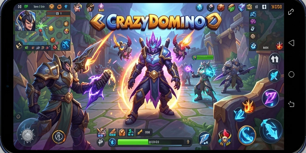 Tampilan gameplay seru pada CRAZYDOMINO yang menggambarkan pertempuran intens.