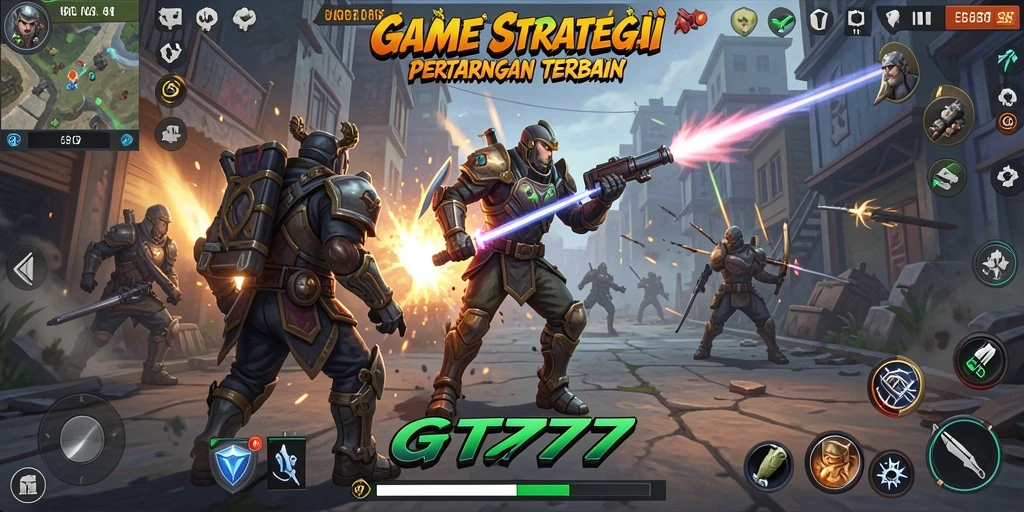 Tangkapan layar yang menunjukkan aksi pertempuran strategi di GT777.