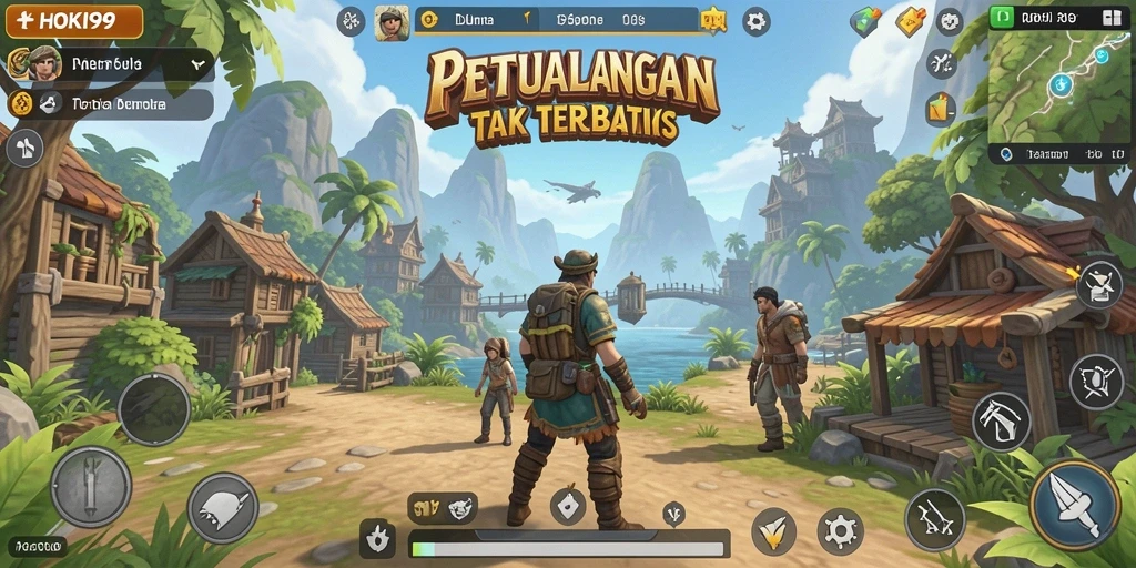 Tangkapan layar gameplay HOKI99 yang menunjukkan dunia terbuka yang luas.