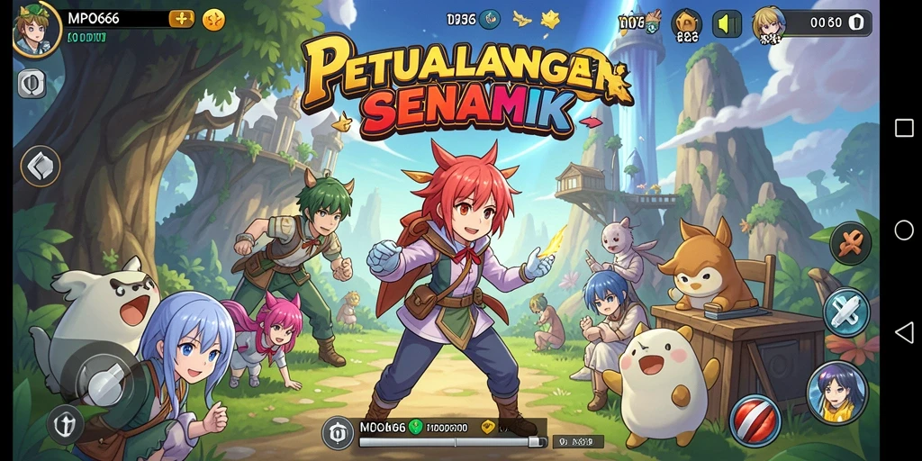 Screenshot gameplay MPO666 menampilkan aksi karakter anime yang dinamis dan menarik.