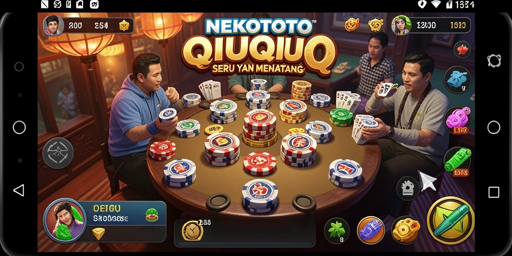 Tampilan gameplay seru dalam NEKOTOTO menunjukkan suasana permainan QiuQiu.