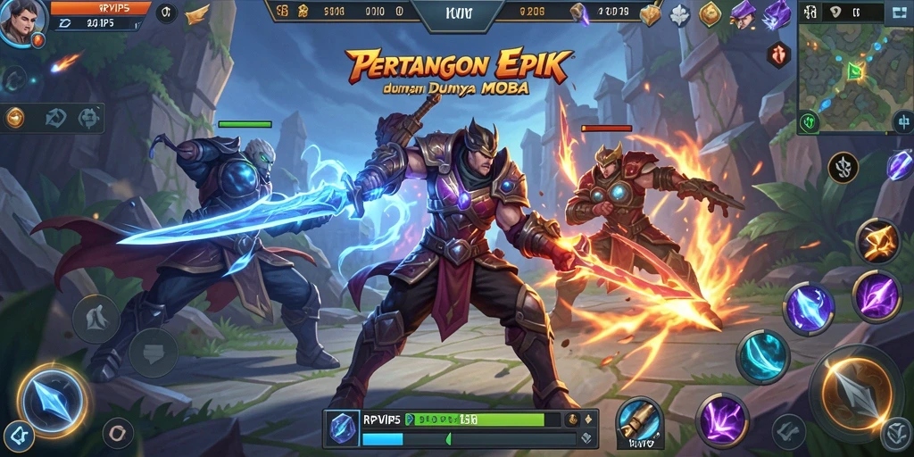 Tampilan gameplay seru RPVIP5 dalam pertarungan MOBA.