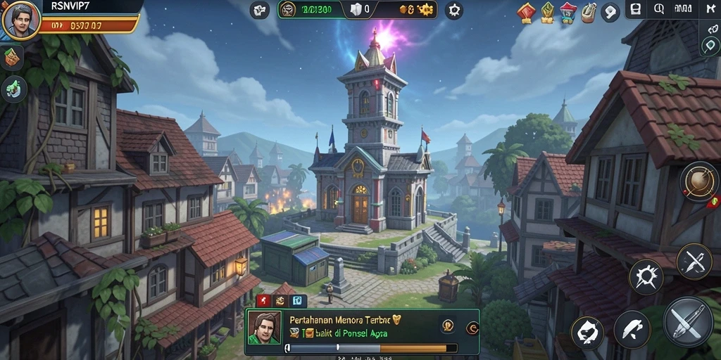 Screenshot RSNVIP7 menampilkan aksi seru dalam gameplay Tower Defense.