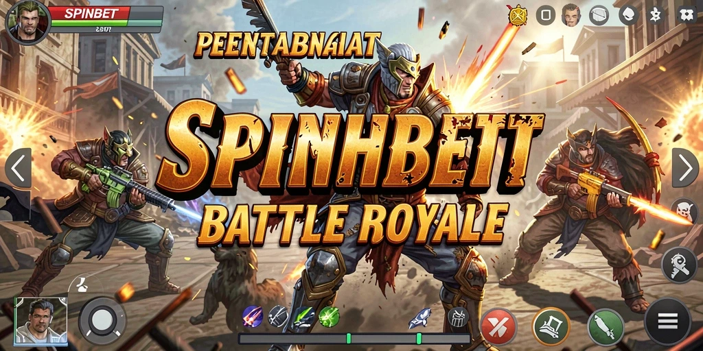 Screenshot utama SPINBET menampilkan pertempuran seru dalam mode Battle Royale.