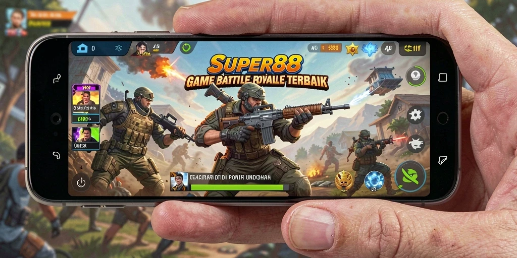 Tangkapan layar gameplay SUPER88 menunjukkan aksi seru Battle Royale.