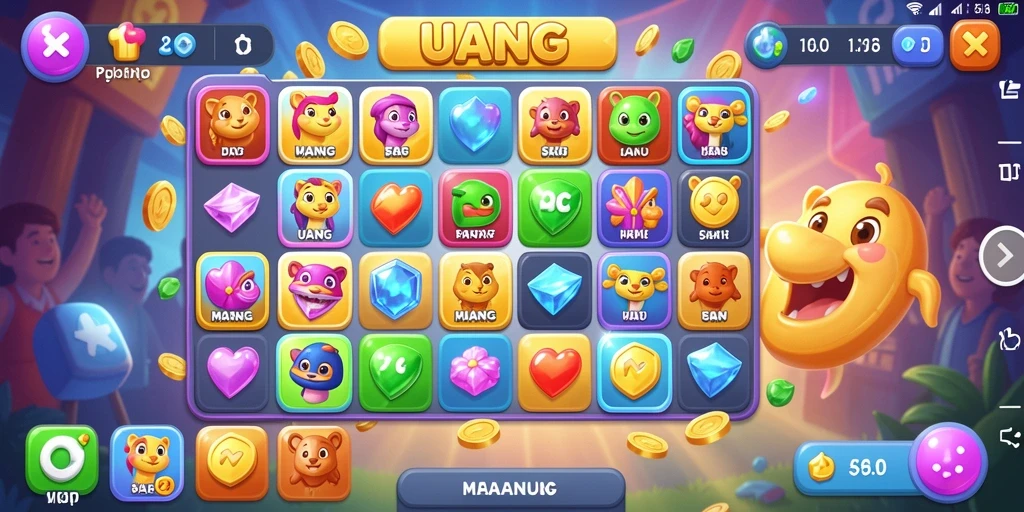 Tampilan gameplay Match-3 yang penuh warna dan menawan.