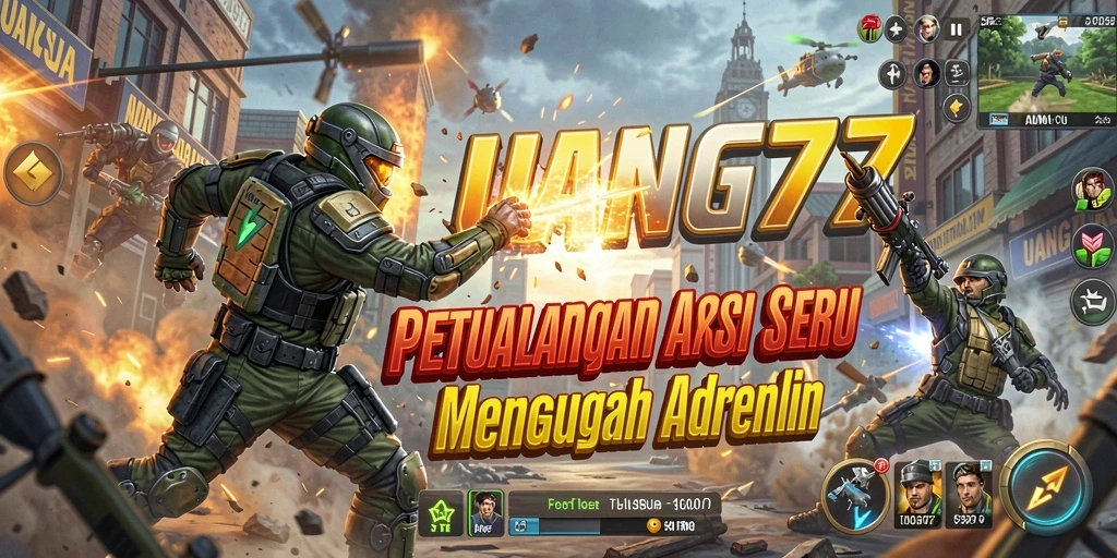 Tampilan gameplay UANG77 yang mendebarkan dan penuh aksi.